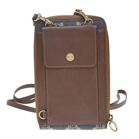 CELINE Macadam Pattern Shoulder Wallet Multi Case Denim Leather Blue 36KB164 - Picture 4 of 16